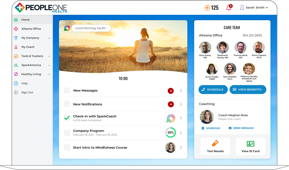 Laptop showing PeopleOne Health Desktop App